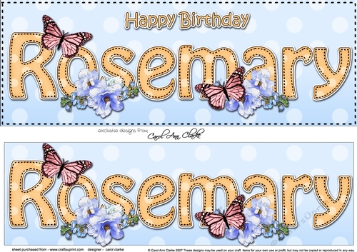Large DL Happy Birthday ROSEMARY 3D decoupage