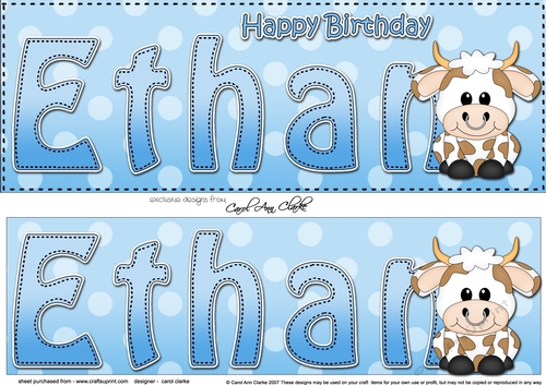Large DL Happy Birthday ETHAN 3D decoupage