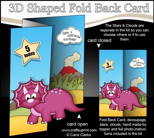 3D Shaped No-Hole Fold Back Mini Kit -  Cute Little Dinosaur Tooth
