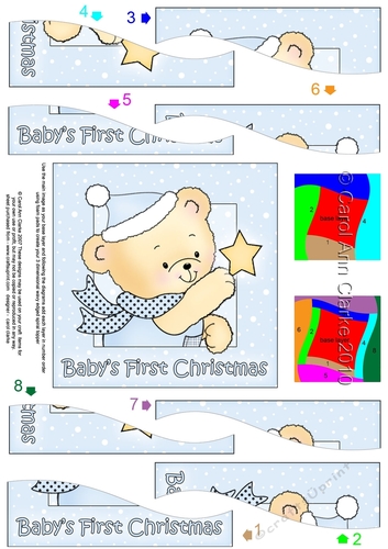 Cute Hunney Bear Robert has a Babys 1st Christmas Star -  Wavy Spiral Side Stacker