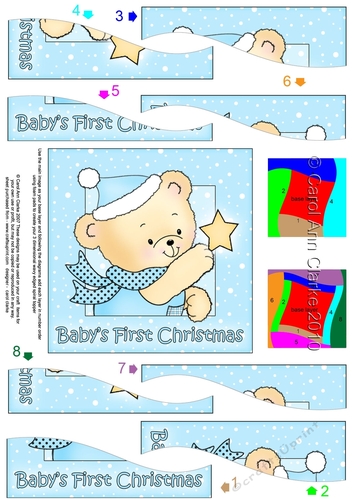 Cute Hunney Bear Robert has a Babys 1st Christmas Star -  Wavy Spiral Side Stacker