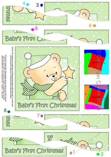 Cute Hunney Bear Robert has a Babys 1st Christmas Star -  Wavy Spiral Side Stacker