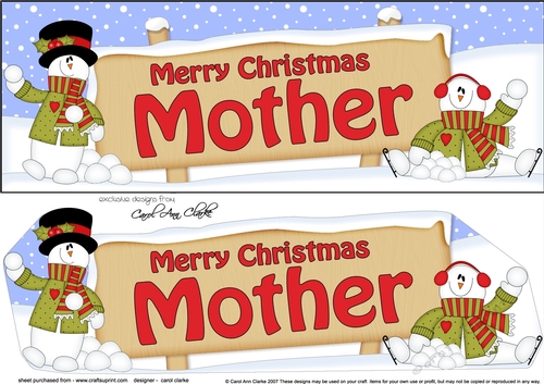 large DL Merry Christmas MOTHER with Snowman 3D decoupage