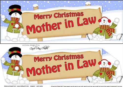large DL Merry Christmas MOTHER IN LAW with Snowman 3D decoupage