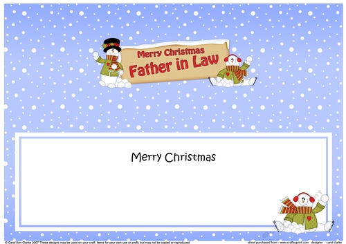 large DL Merry Christmas FATHER IN LAW with Snowman insert