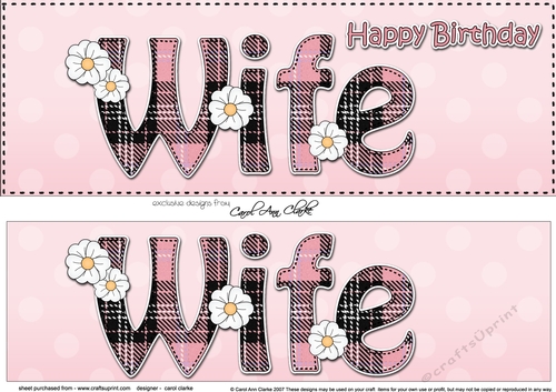 Large DL Happy Birthday WIFE 3D decoupage