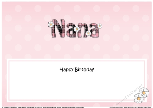 Large DL Happy Birthday NANA insert