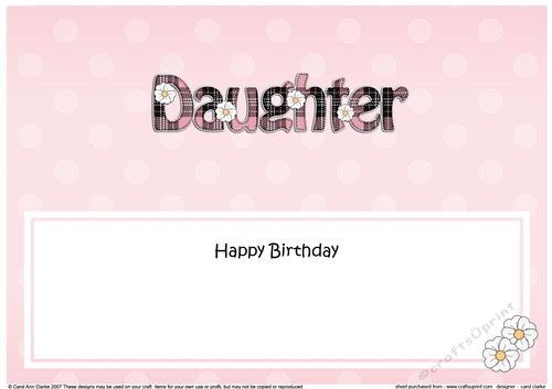 Large DL Happy Birthday DAUGHTER insert