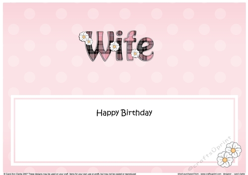 Large DL Happy Birthday WIFE insert