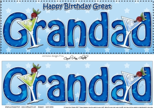 Large DL Happy Birthday GREAT GRANDAD 3D decoupage