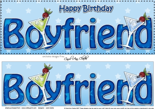 Large DL Happy Birthday BOYFRIEND 3D decoupage
