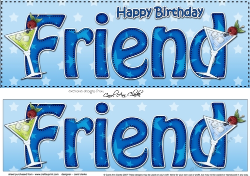 Large DL Happy Birthday FRIEND 3D decoupage