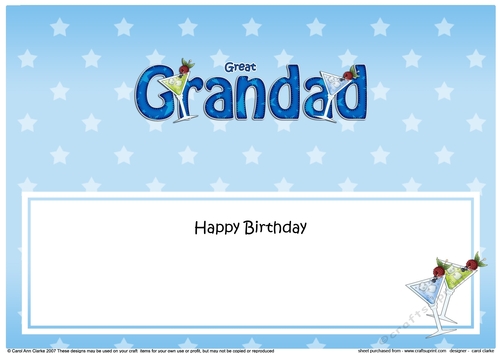 Large DL Happy Birthday GREAT GRANDAD insert