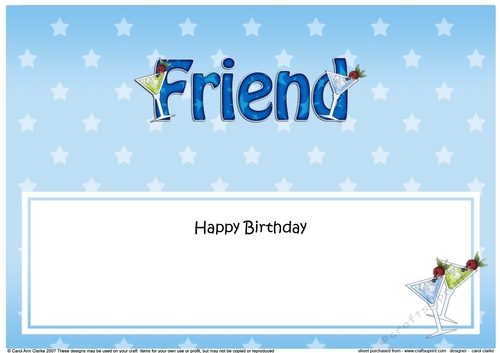 Large DL Happy Birthday FRIEND insert