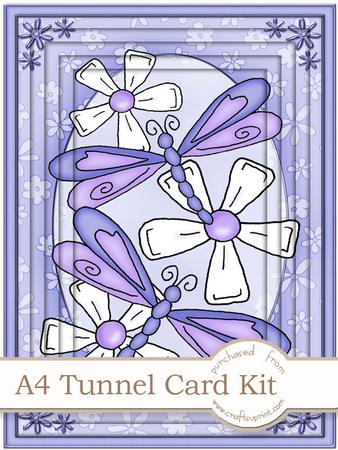 A4 Dreamy Dragonflies in Lilac Tunnel Card Kit