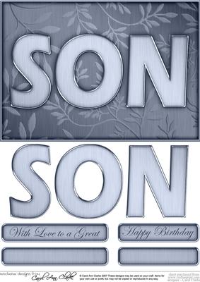 A5 Elegant Metallic Words Quick Card with 3D Decoupage