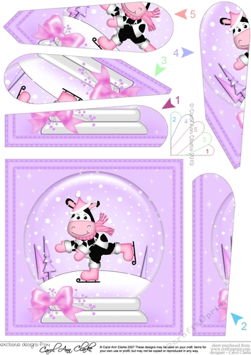 Milly Moo Cow - Christmas Snowglobe Fan Pyramage Topper