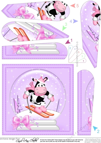 Milly Moo Cow - Christmas Snowglobe Fan Pyramage Topper