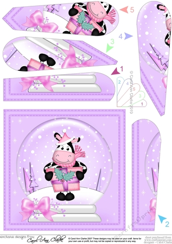 Milly Moo Cow - Christmas Snowglobe Fan Pyramage Topper
