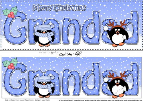 Large DL Merry Christmas GRANDAD 3D decoupage 