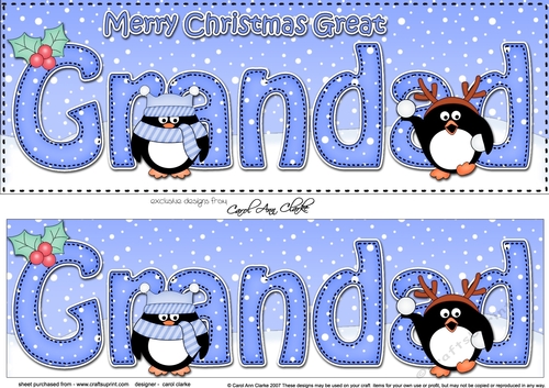 Large DL Merry Christmas GREAT GRANDAD 3D decoupage 