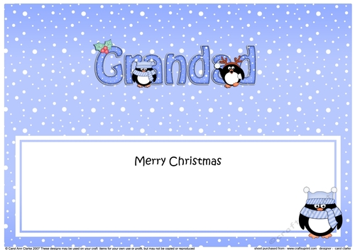 Large DL Merry Christmas GRANDAD insert