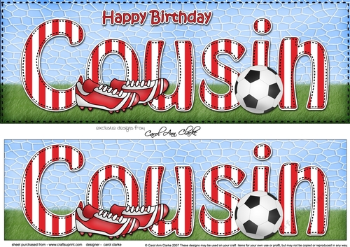 Large DL Happy Birthday COUSIN 3D decoupage