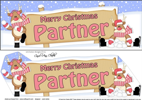 large DL Merry Christmas PARTNER with Rudolph 3D decoupage