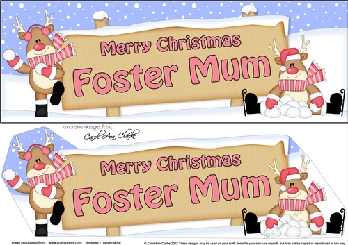 large DL Merry Christmas FOSTER MUM with Rudolph 3D decoupage
