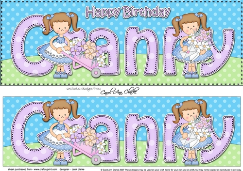 Large DL Happy Birthday GRANNY 3D decoupage