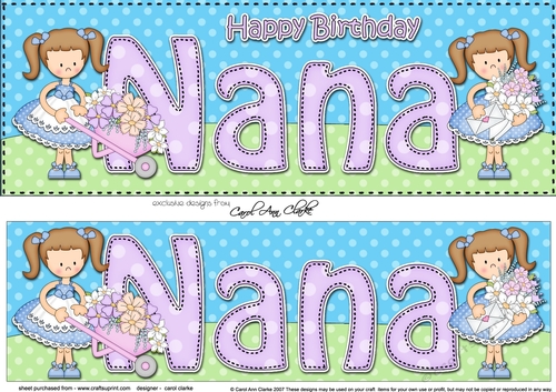Large DL Happy Birthday NANA 3D decoupage
