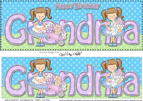 Large DL Happy Birthday GRANDMA 3D decoupage
