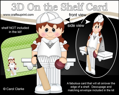 3D On the Shelf Card Kit - Little Cricketer Rachael