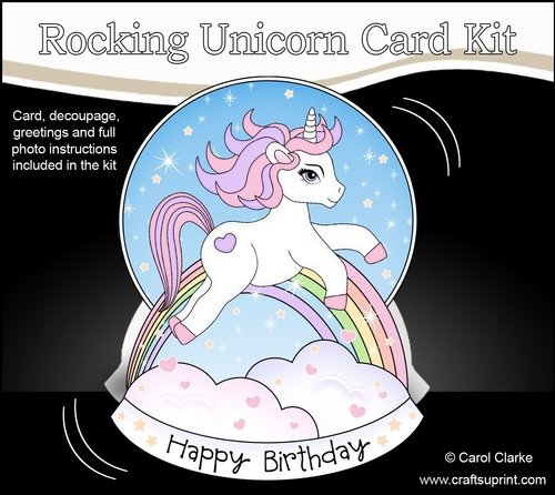 3D Shaped Rocking Card Mini Kit  -  Cute Little Unicorn Sparkle