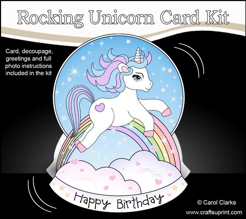 3D Shaped Rocking Card Mini Kit  -  Cute Little Unicorn Magic