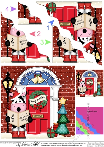 Milly Moo Cow is Carol Singing is at the Door - Christmas Wavy Corner Side Stacker