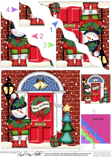 Snowman has an Xmas Present at the Door - Christmas Wavy Corner Side Stacker