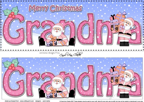 Large DL Merry Christmas GRANDMA 3D decoupage 