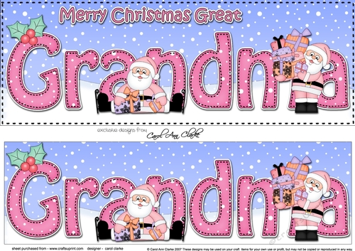 Large DL Merry Christmas GREAT GRANDMA 3D decoupage 