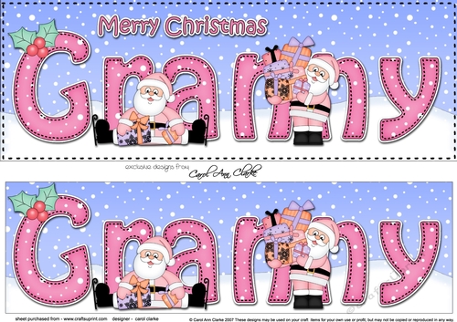 Large DL Merry Christmas GRANNY 3D decoupage 