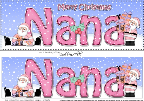 Large DL Merry Christmas NANA 3D decoupage 