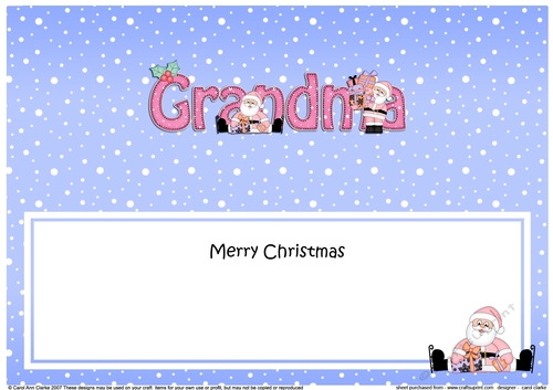 Large DL Merry Christmas GRANDMA insert