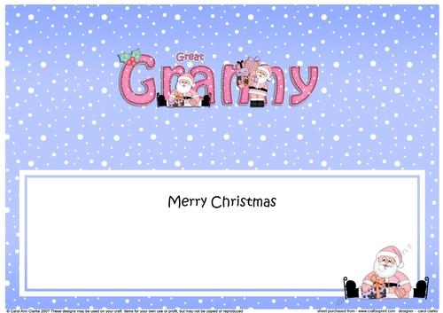 Large DL Merry Christmas GREAT GRANNY insert