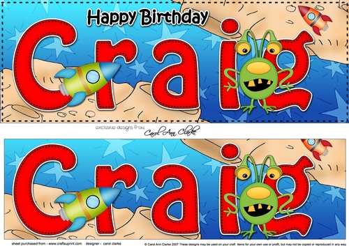 Large DL Happy Birthday CRAIG 3D decoupage