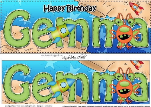 Large DL Happy Birthday GEMMA 3D decoupage