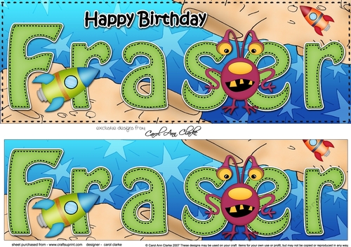 Large DL Happy Birthday FRASER 3D decoupage