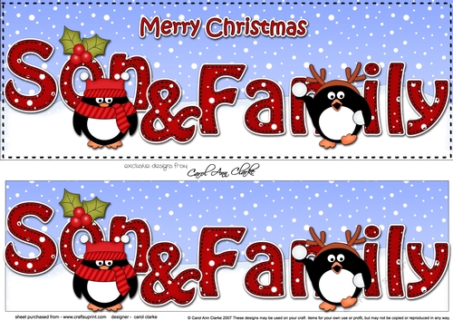 Large DL Merry Christmas SON & FAMILY 3D decoupage 