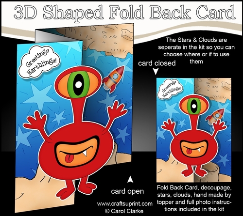 3D Shaped No-Hole Fold Back Mini Kit -  Cute Alien Qoep