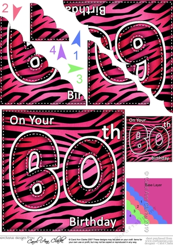 Fun Zebra Striped 60th Birthday Scalloped Corner Stacker