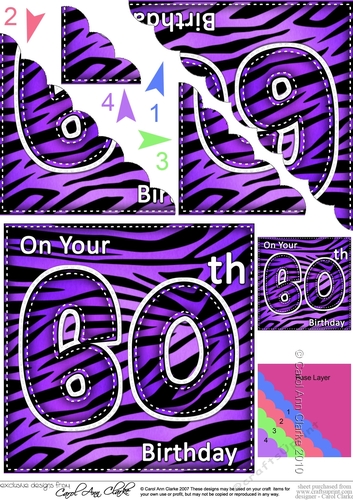 Fun Zebra Striped 60th Birthday Scalloped Corner Stacker